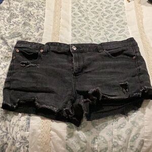 American Eagle Outfitters Black Distressed Jean Shorts